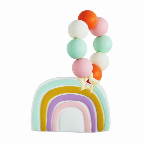 MUD PIE BLUE RAINBOW SILICONE TEETHER