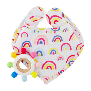 MUD PIE RAINBOW BIB & TEETHER SET