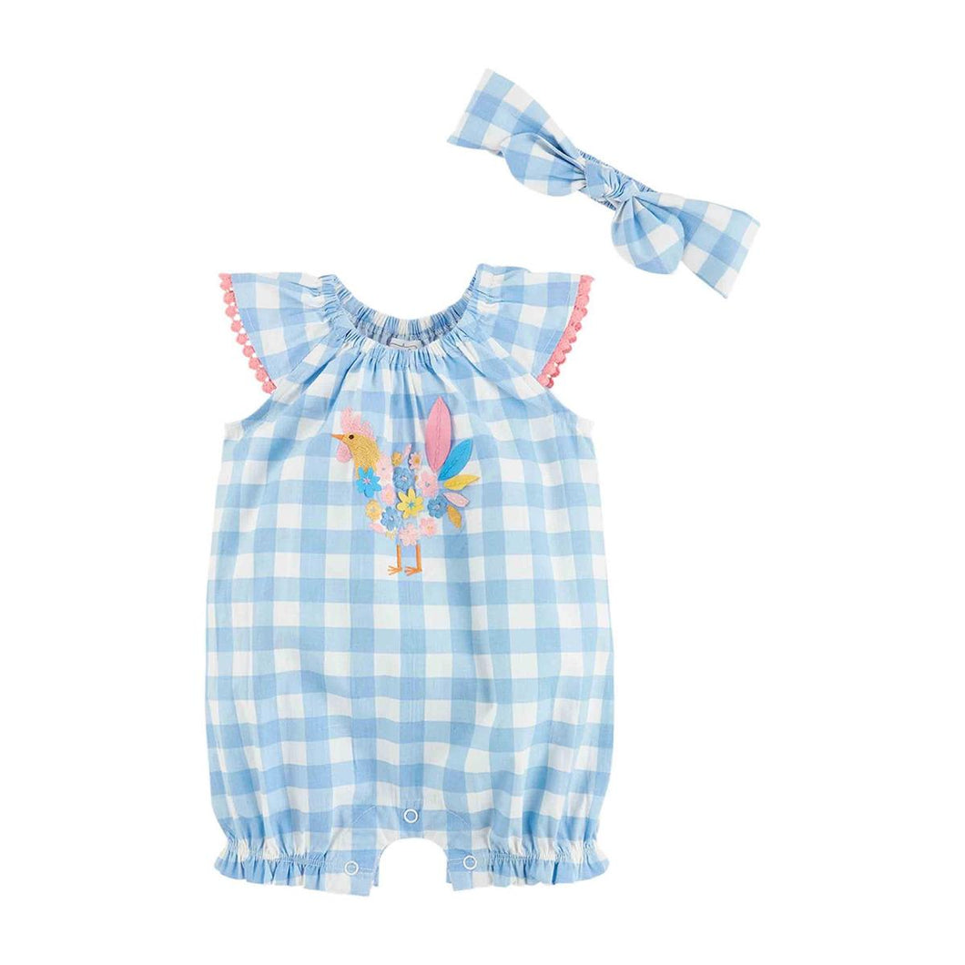 MUD PIE BABY CHICKEN CHECK BUBBLE & HEADBAND SET