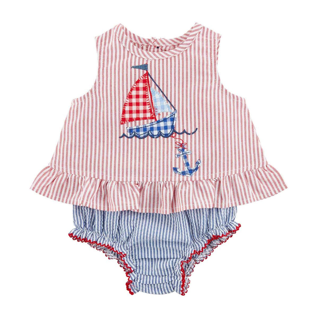 MUD PIE BABY SAILBOAT PINAFORE SET