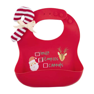 MUD PIE RED XMAS SILICONE BIB SET