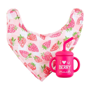 MUD PIE BERRY SILICONE CUP & BIB SET