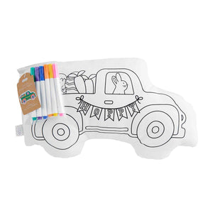 MUD PIE TRUCK DOODLE PILLOW W MARKERS