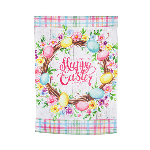 Evergreen Easter Floral Wreath House Flag