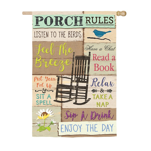 EVERGREEN PORCH RULES HOUSE FLAG