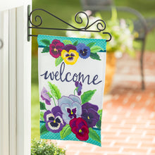 Load image into Gallery viewer, EVERGREEN PANSY GARDEN GARDEN BURLAP FLAG