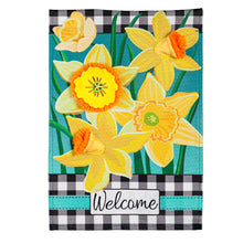 Load image into Gallery viewer, EVERGREEN DAFFODIL GARDEN GARDEN BURLAP FLAG