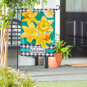 EVERGREEN DAFFODIL GARDEN GARDEN BURLAP FLAG