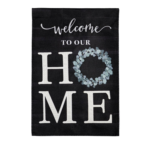 EVERGREEN EUCALYPTUS WELCOME GARDEN BURLAP FLAG