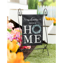 Load image into Gallery viewer, EVERGREEN EUCALYPTUS WELCOME GARDEN BURLAP FLAG