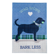 Load image into Gallery viewer, EVERGREEN WAG MORE, BARK LESS GARDEN BURLAP FLAG