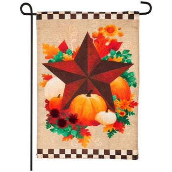 Evergreen Autumn Country Star Burlap Garden Flag