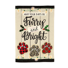 Load image into Gallery viewer, EVERGREEN FURRY AND BRIGHT GARDEN LINEN FLAG