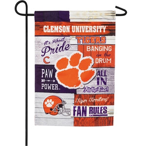 EVERGREEN CLEMSON FAN RULES LINEN GARDEN FLAG