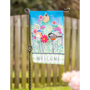 EVERGREEN WILD FLOWERS WELCOME GARDEN LINEN FLAG