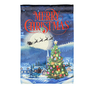 EVERGREEN SANTA'S SLEIGH ON CHRISTMAS GARDEN LUSTRE FLAG