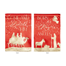 Load image into Gallery viewer, EVERGREEN RED AND GOLD CHRISTMAS NIGHT GARDEN LUSTRE FRONT &amp; BACK FLAG