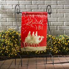 Load image into Gallery viewer, EVERGREEN RED AND GOLD CHRISTMAS NIGHT GARDEN LUSTRE FRONT &amp; BACK FLAG