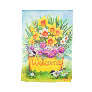 EVERGREEN YELLOW BUCKET GARDEN FLAG