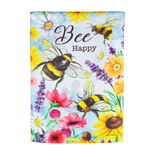 Load image into Gallery viewer, EVERGREEN BRIGHT FLOWERS AND BUMBLEBEES GARDEN SUEDE FLAG