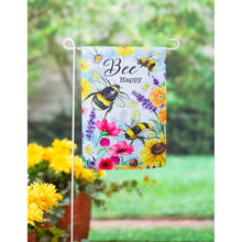 Load image into Gallery viewer, EVERGREEN BRIGHT FLOWERS AND BUMBLEBEES GARDEN SUEDE FLAG