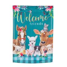 Load image into Gallery viewer, EVERGREEN SWEET FARM FRIENDS GARDEN SUEDE FLAG