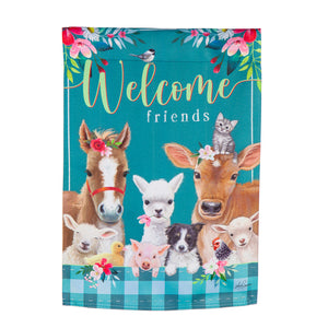 EVERGREEN SWEET FARM FRIENDS GARDEN SUEDE FLAG