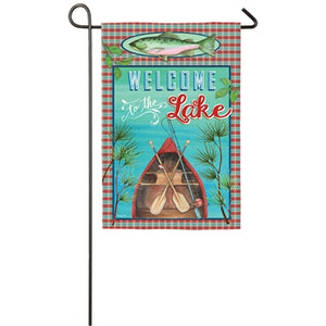 EVERGREEN WELCOME TO THE LAKE SUEDE GARDEN FLAG