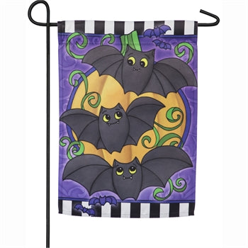 Evergreen Bats Trio Suede Garden Flag