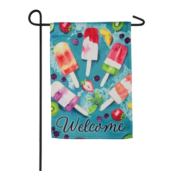 Evergreen Popsicle Welcome Suede Garden Flag