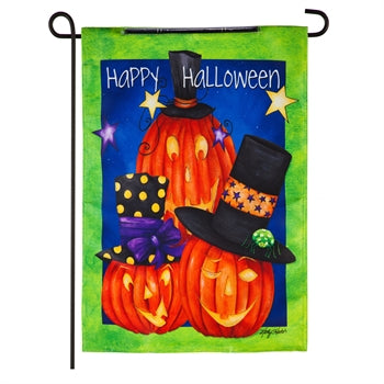 Evergreen Jack-O-Lantern Trio Solar LED Garden Flag