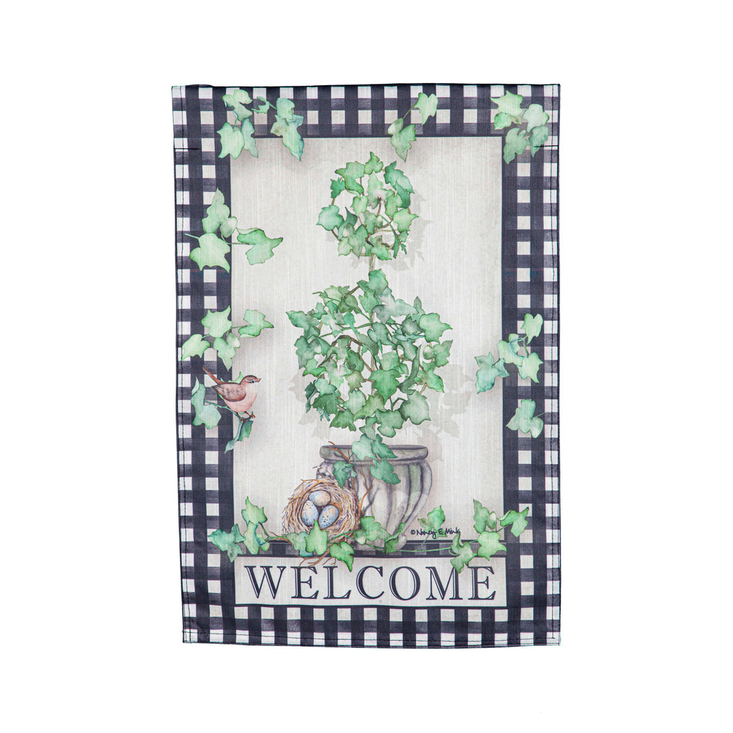 EVERGREEN POTTING SHED TOPIARY GARDEN FLAG