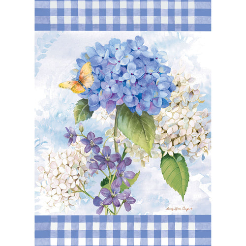 EVERGREEN BLUE HYDRANGEA GARDEN WAFFLE FLAG