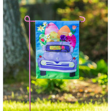 Load image into Gallery viewer, EVERGREEN EASTER TRUCK GARDEN FLAG
