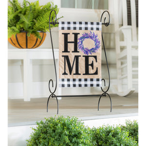 Evergreen HOME Lavender Wreath Burlap Garden Flag