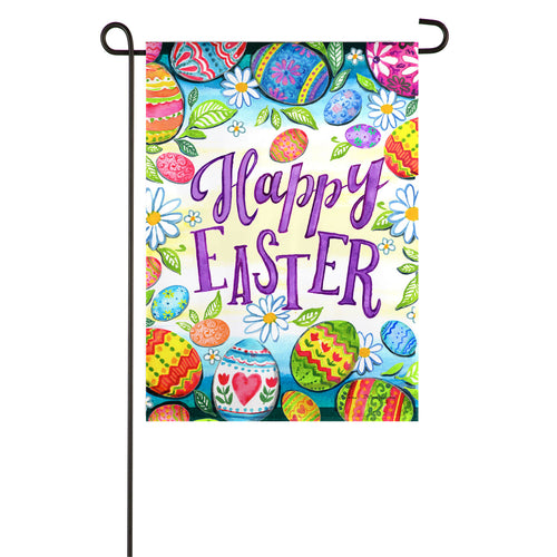 Evergreen Happy Easter Eggs Textured Suede Garden Flag