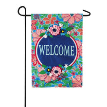 Load image into Gallery viewer, EVERGREEN FLOWER WELCOME GARDEN FLAG
