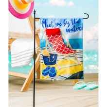 Load image into Gallery viewer, Evergreen Meet Me by the Water Linen Garden Flag