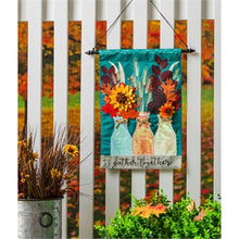 Load image into Gallery viewer, Evergreen Autumn Milk Bottles Linen Garden Flag