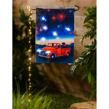 Load image into Gallery viewer, EVERGREEN FESTIVE FIREWORK LED GARDEN FLAG