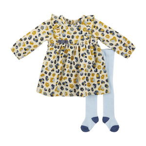 MUD PIE BLUE LEOPARD DRESS & TIGHTS SET