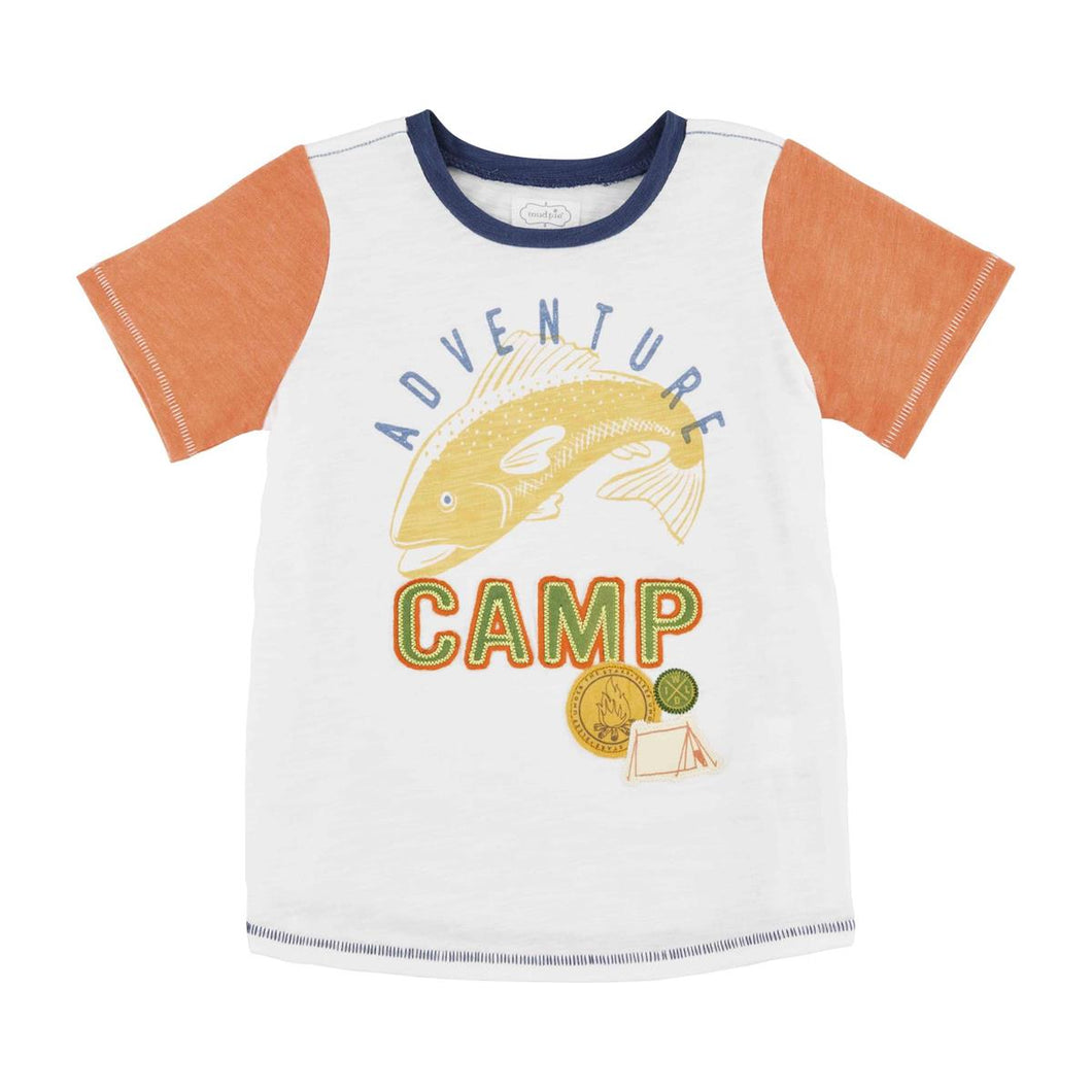 MUD PIE TODDLER ORANGE FISHING APPLIQUE TEE