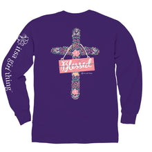 Load image into Gallery viewer, ITS A GIRL THING BLESSED CROSS LONG SLEEVE T-SHIRT