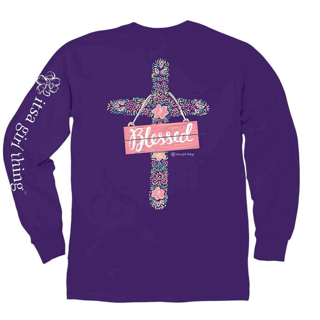 ITS A GIRL THING BLESSED CROSS LONG SLEEVE T-SHIRT