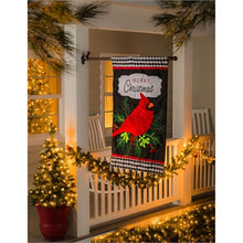 Load image into Gallery viewer, Evergreen Merry Christmas Cardinal Applique House Flag