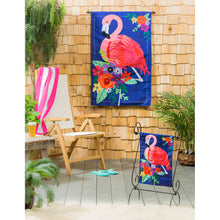 Load image into Gallery viewer, Evergreen Floral Flamingo Applique Garden Flag