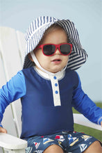 Load image into Gallery viewer, MUD PIE BLUE STRIPE HAT AND SUNGLASSES