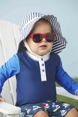 MUD PIE BLUE STRIPE HAT AND SUNGLASSES