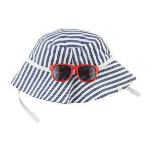 MUD PIE BLUE STRIPE HAT AND SUNGLASSES