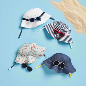 MUD PIE BLUE STRIPE HAT AND SUNGLASSES